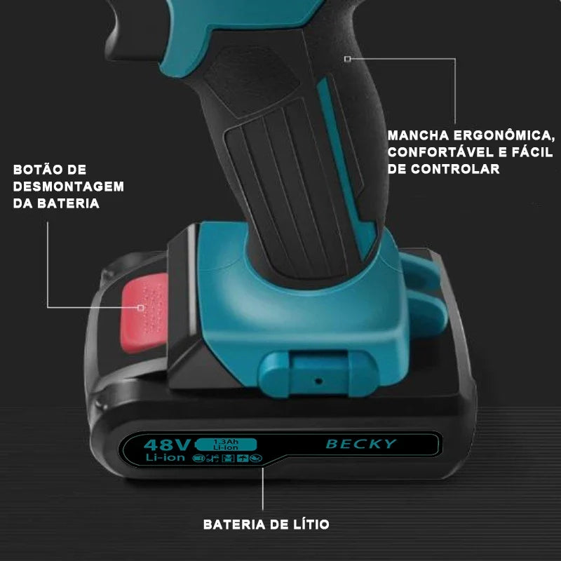 Parafusadeira Furadeira 48V 2 Baterias Com Maleta e Acessórios Completo