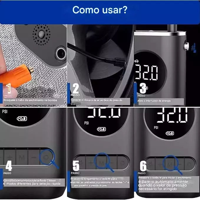 Tecnologia de Ar Portátil: Compressor Digital Recarregável