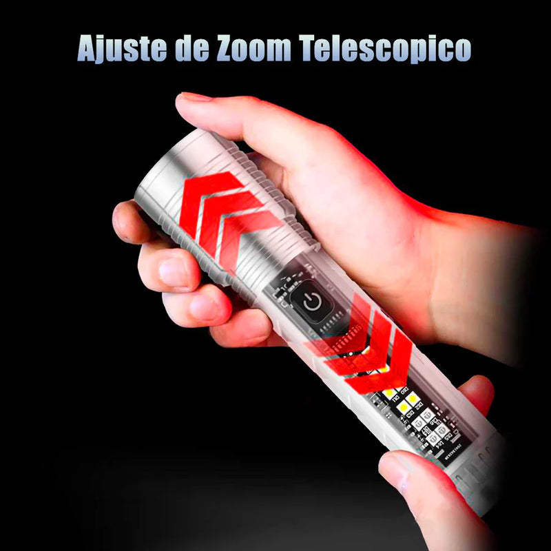 Lanterna IPX-4 Super Potente 10000 Lúmens  e Foco Telescópico